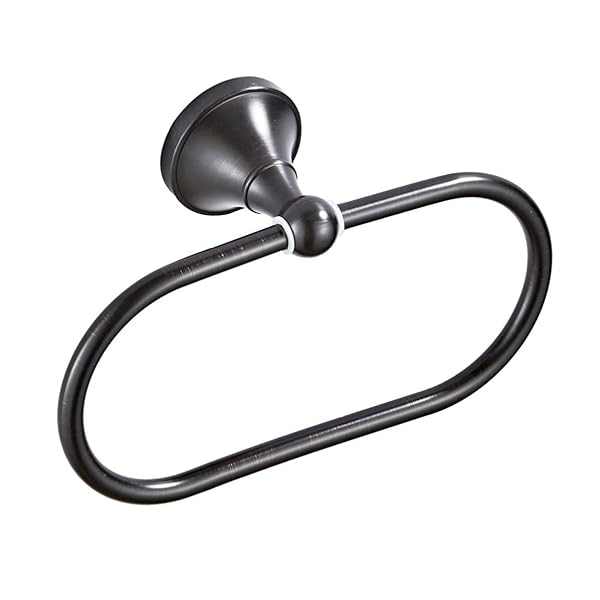 VOSAREA VOSAREA Copper Towel Ring - Modern Wall-Mounted Towel Holder for Bathroom & Kitchen in Black Chrome