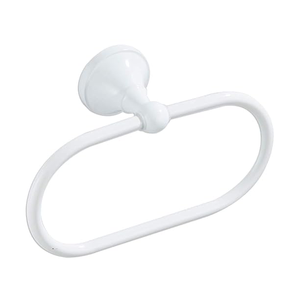 VOSAREA Modern Chrome Oval Towel Ring Holder - Wall Mounted Hand Towel Rack for Bathroom & Kitchen | Vosarea White Towel Hanger