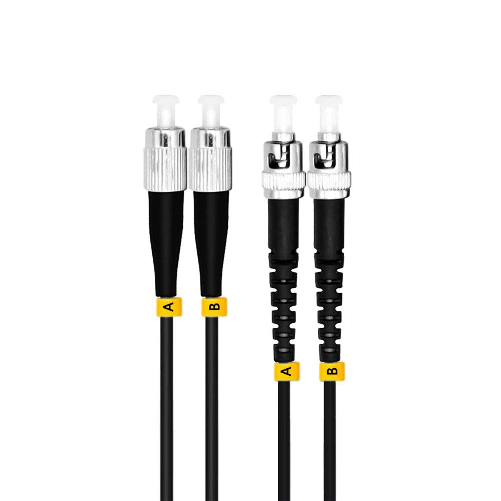 Jeirdus 50M FC to ST 10G OM3 Outdoor Armored Duplex Fiber Optic Cable Jumper - 50/125 Multimode Patch Cord