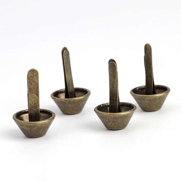 Hztyyier 50PCS Brass Bag Feet & Studs - Flat Metal Cone Rivets for Leathercraft (15mm) - Perfect for Purses & DIY Projects - View 7 of 9