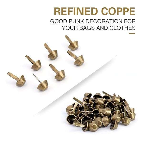 Hztyyier 50PCS Brass Bag Feet & Studs - Flat Metal Cone Rivets for Leathercraft (15mm) - Perfect for Purses & DIY Projects - View 8 of 9