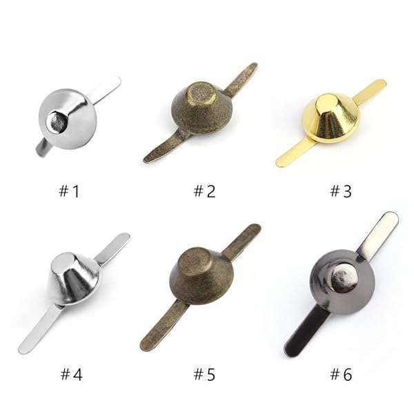 Hztyyier 50PCS Brass Bag Feet & Studs - Flat Metal Cone Rivets for Leathercraft (15mm) - Perfect for Purses & DIY Projects - View 9 of 9