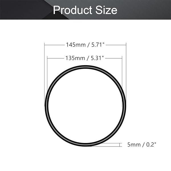 Othmro Othmro 10pcs Nitrile Rubber O-Rings 5mm Wire Dia 145mm OD for Oil Air Sealing Professional Plumbing Car Repair Black - View 2 of 8