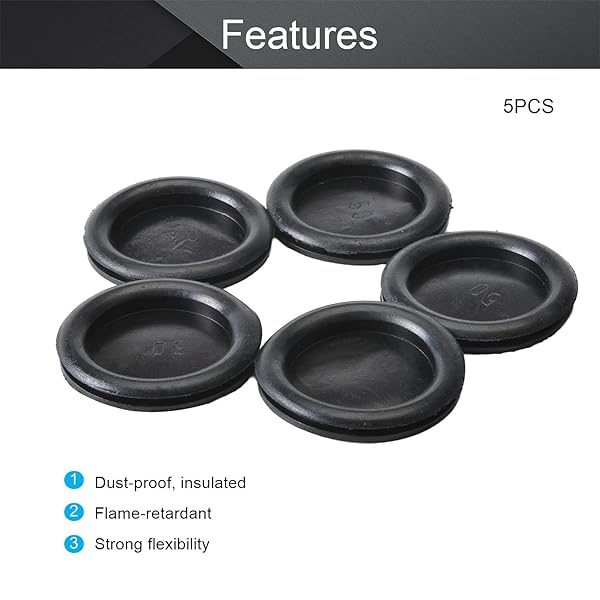 Fielect Fielect Rubber Grommet 5Pcs 50mm Oil Resistant Mounting Grommets for Wiring Cable Black - View 6 of 6