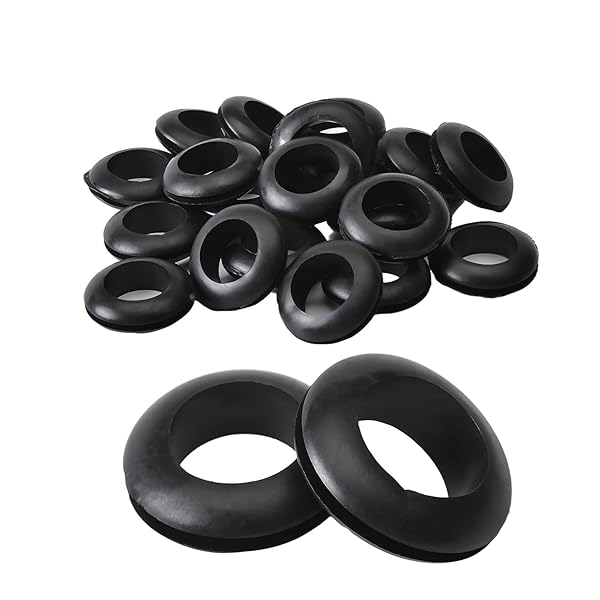 Fielect Fielect 20Pcs Rubber Grommet 18mm Inner Dia Oil Resistant for Wiring Cable Black
