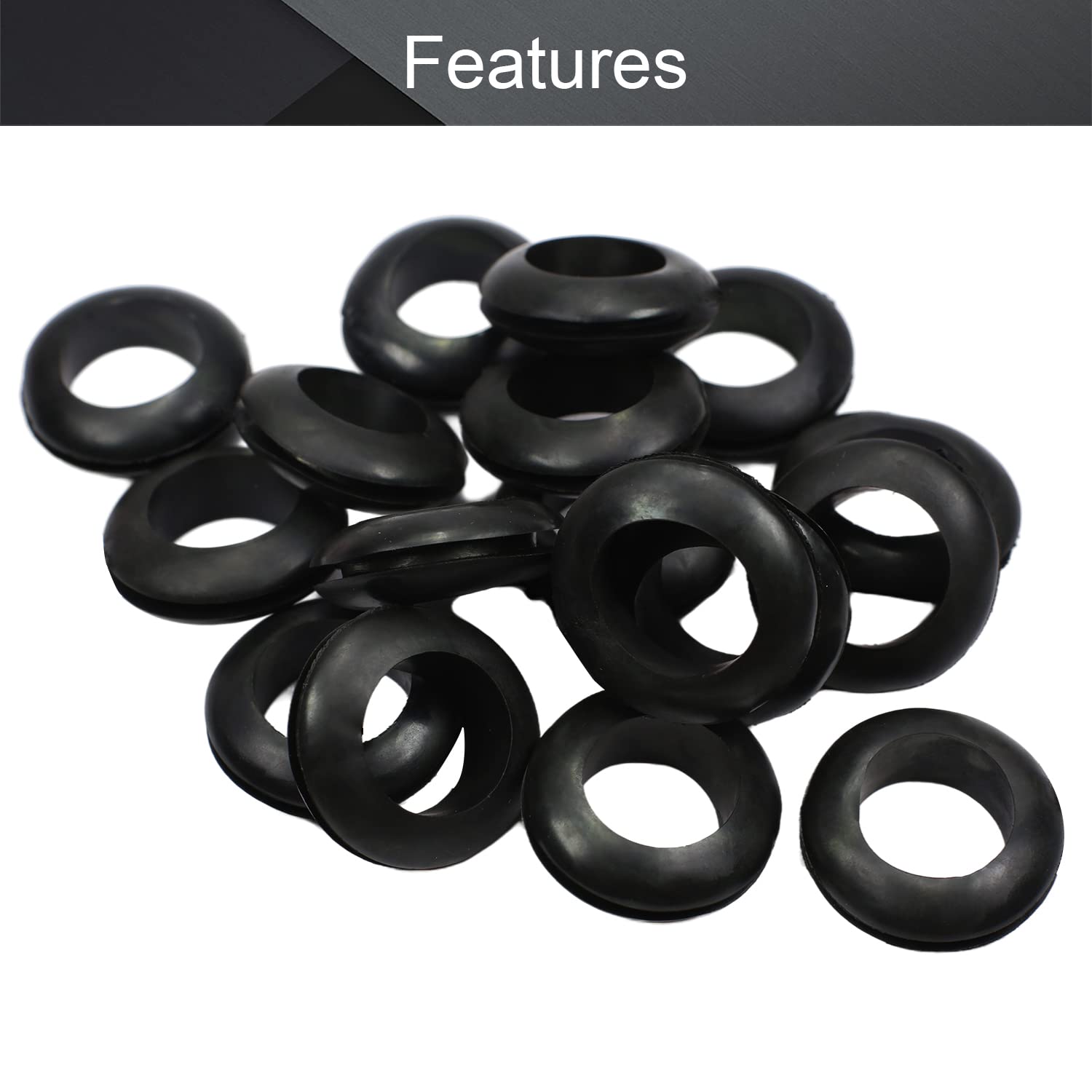 Fielect Fielect 100Pcs Rubber Grommets 18mm Inner Diameter Oil Resistant for Wiring and Cable Black - View 5 of 9