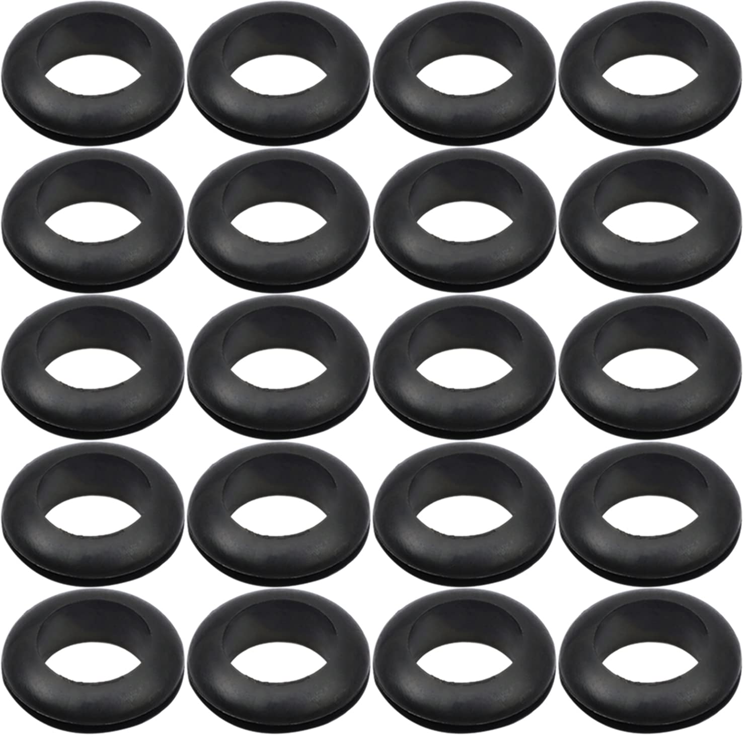 Fielect 100Pcs Rubber Grommets 18mm Inner Diameter Oil Resistant for Wiring and Cable Black
