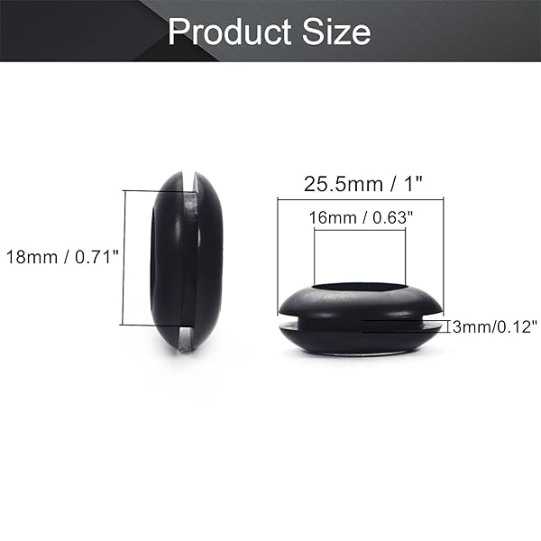 Fielect Fielect 100Pcs Rubber Grommet 16mm Inner Dia Oil Resistant Black for Wiring Cable - View 2 of 7