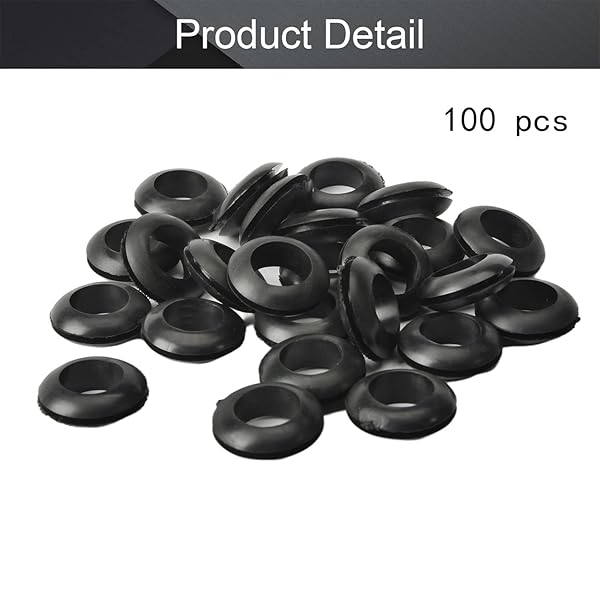 Fielect Fielect 100Pcs Rubber Grommet 16mm Inner Dia Oil Resistant Black for Wiring Cable - View 5 of 7