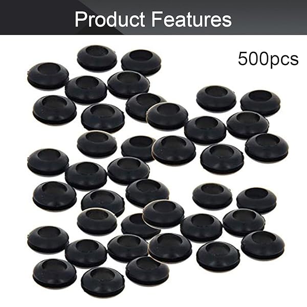 Fielect Fielect 500Pcs Rubber Grommets 4mm Inner Diameter Oil Resistant for Wiring and Cable Black - View 5 of 6