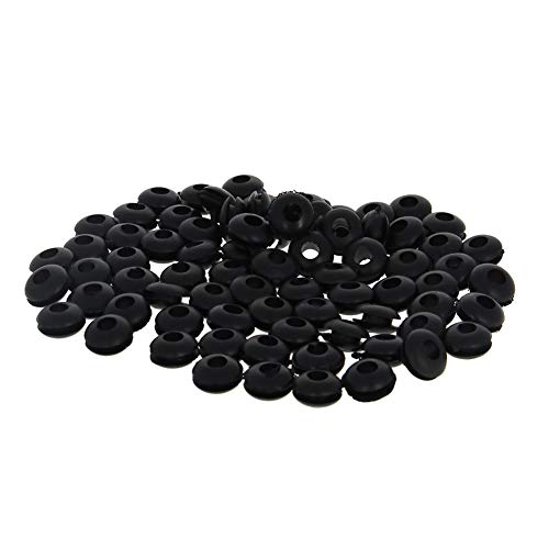 Fielect Fielect 300Pcs Rubber Grommets 4mm Inner Diameter Oil Resistant for Wiring and Cables Black