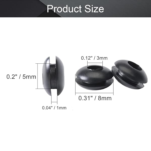 Fielect Fielect 2000Pcs Rubber Grommets 3mm Mounting Dia Oil Resistant for Wiring Cable Black - View 2 of 8