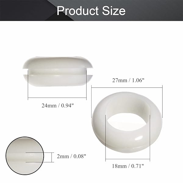 Fielect Fielect 50Pcs Rubber Grommet 18mm Inner Dia Oil Resistant for Wiring Cable White - View 2 of 6