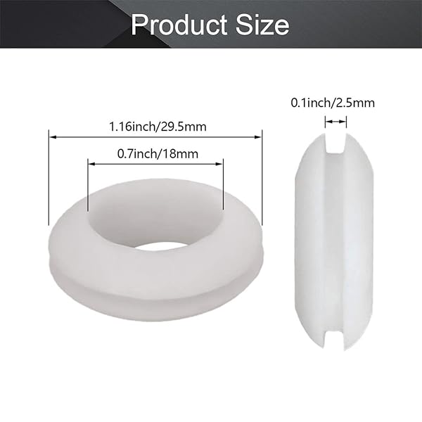 Fielect Fielect 500Pcs Rubber Grommet 20mm Inner Dia Oil Resistant for Wiring Cable White - View 2 of 7