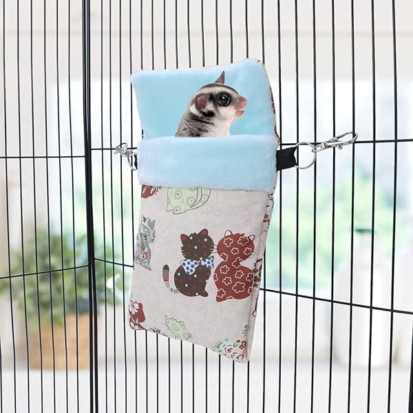 Wontee Wontee Small Pet Sleeping Pouch Warm Bed for Hamsters Hedgehogs Sugar Gliders Squirrels M Pink Cat - View 3 of 7
