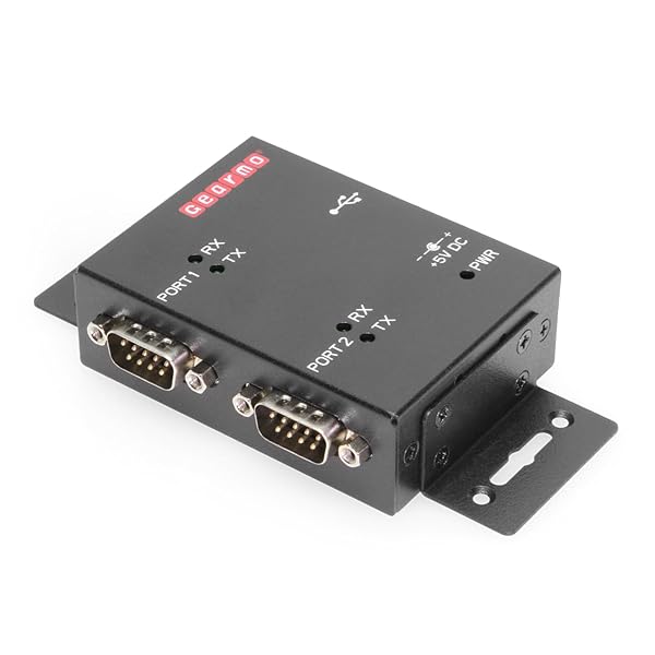 Gearmo Dual Port USB to Serial RS-232 Adapter with LEDs - Mountable, FTDI Chip, Wide OS Compatibility