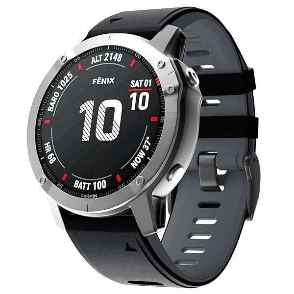 ANCOOL ANCOOL Two-Tone Soft Watch Band for Fenix 5S 5S Plus 6S 6S Pro Smartwatches Black Grey - View 4 of 8