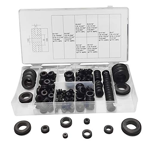 Fielect Fielect 180Pcs Rubber Grommet Assortment Kit for Automotive Plumbing PC Hardware and Piano Wiring Gaskets