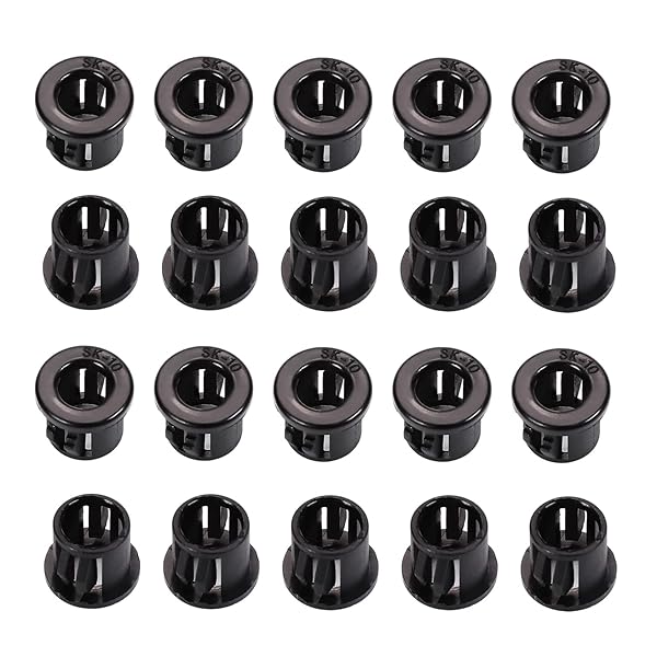 Fielect Fielect 50Pcs Nylon Cable Snap Bushing Grommet Protector 10mm Black SK-10 for Hose and Cable Management