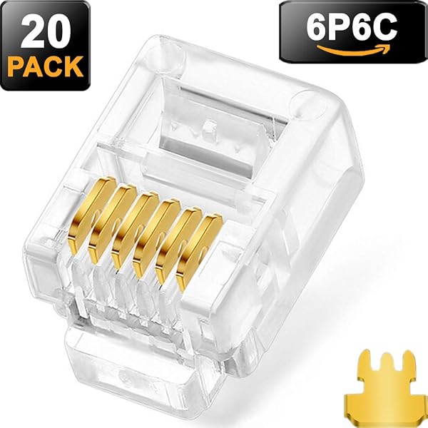 NECABLES NECABLES 20-Pack RJ11/RJ12 Modular Plugs - 6P6C Connectors for Phone Lines, Solid & Stranded Wire Compatible - View 2 of 5