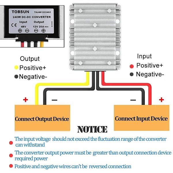 YIPBOWPT Golf Cart Voltage Reducer Converter 48V to 12V 20A 240W DC Regulator for Club Car High Performance Power Solution - View 6 of 7