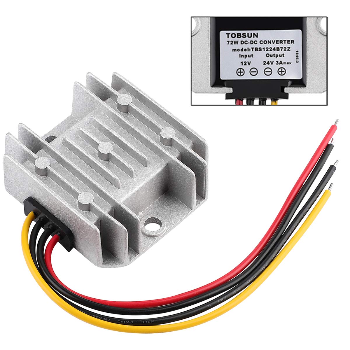 YIPBOWPT DC Voltage Converter Boost 12V to 24V 3A 72W Waterproof Module Transformer for Golf Cart Club Car