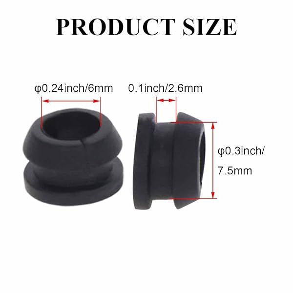 Fielect Fielect 50Pcs Rubber Grommets 6mm Inner Diameter Oil Resistant for Wiring and Cable Black Gaskets - View 2 of 7