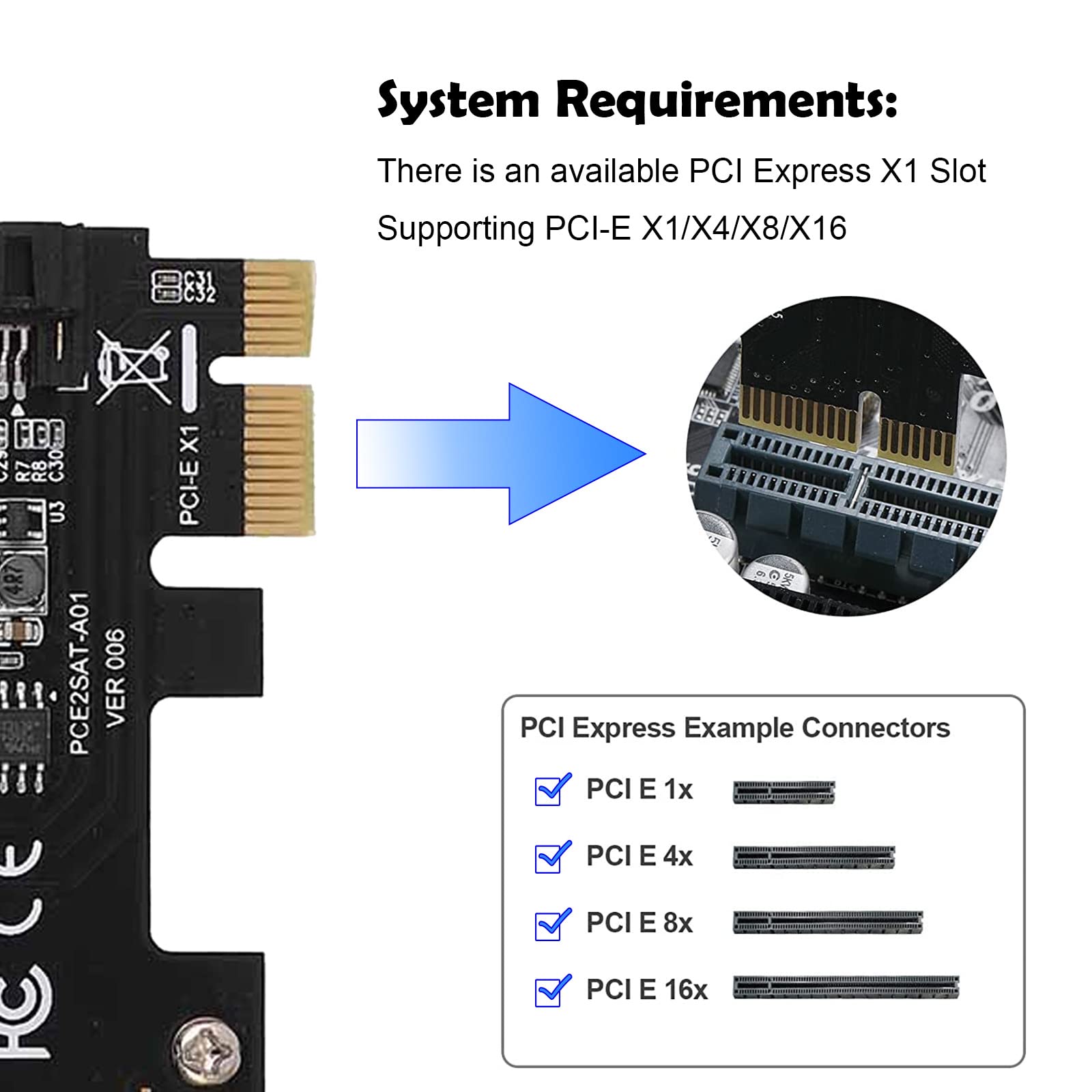 ASHATA PCIe SATA Card 2 Ports 6Gbps Expansion Card for SATA 3.0 Compatible with Windows Mac Linux Server 2003 and More - View 4 of 9