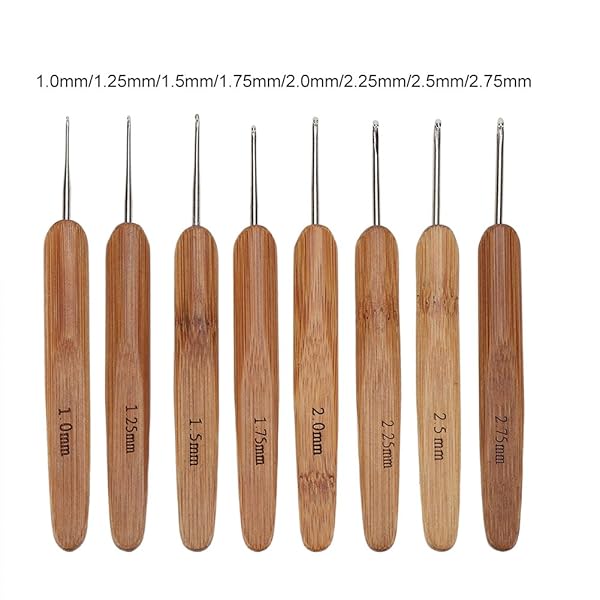 Hztyyier Ergonomic Bamboo Crochet Hook Set with Case - Handcrafted Wooden Needles for Easy Yarn Craft & DIY Sewing - View 3 of 7