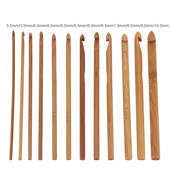 Hztyyier Ergonomic Bamboo Crochet Hook Set with Case - Handcrafted Wooden Needles for Easy Yarn Craft & DIY Sewing - View 4 of 7