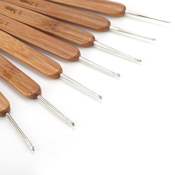 Hztyyier Ergonomic Bamboo Crochet Hook Set with Case - Handcrafted Wooden Needles for Easy Yarn Craft & DIY Sewing - View 7 of 7