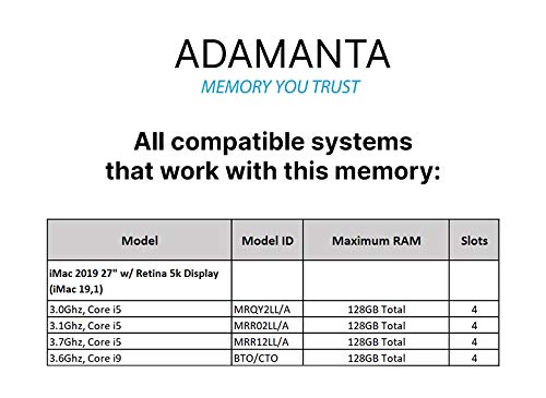 Adamanta 128GB Memory Upgrade for 2020 and 2019 Apple iMac 27 inch Retina 5K Display DDR4 2666Mhz SODIMM RAM - View 5 of 6