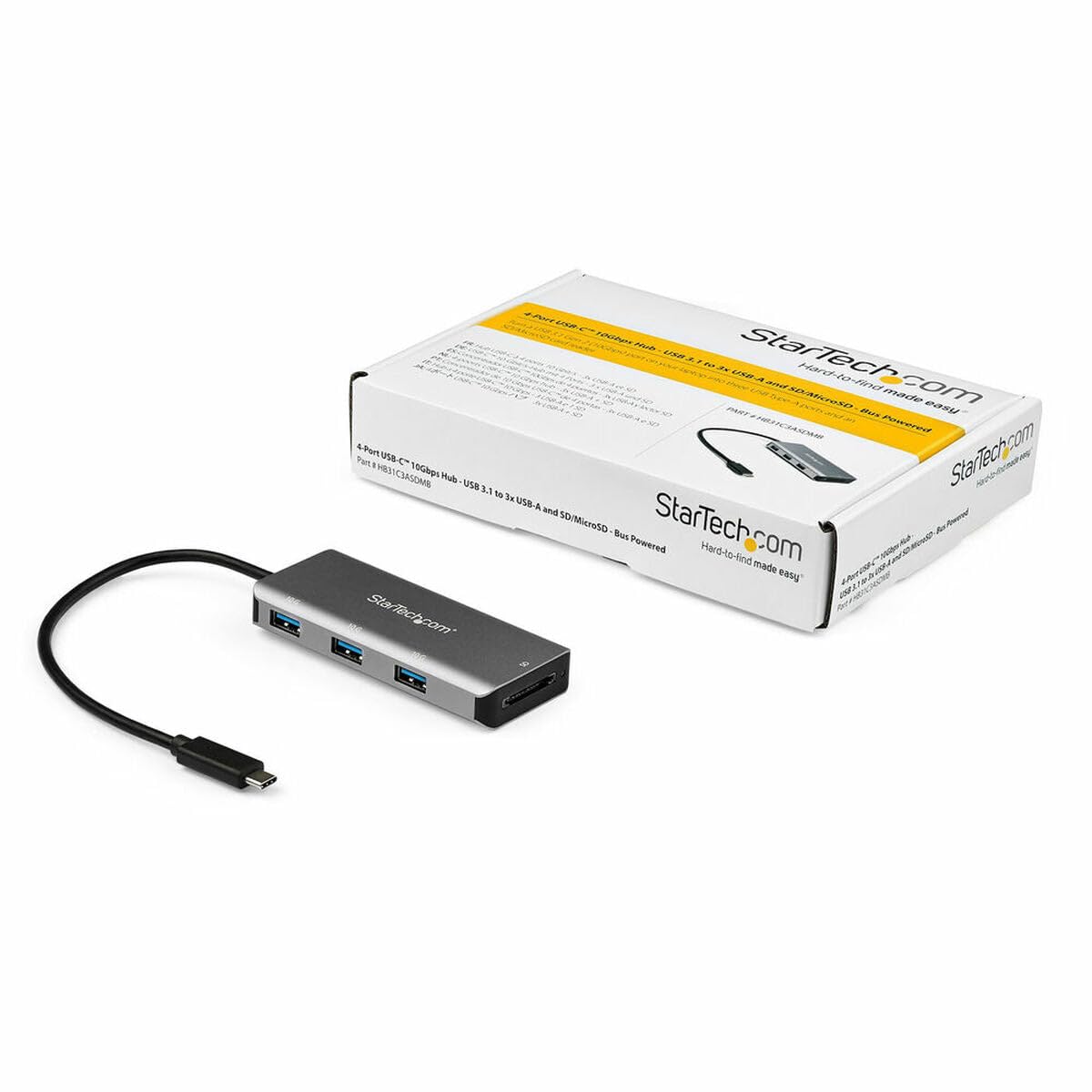 StarTech.com StarTech 3 Port 10Gbps USB C Hub with SD Card Reader Portable USB 3.1 Type C Adapter for Laptops Thunderbolt 3 Compatible - View 5 of 5