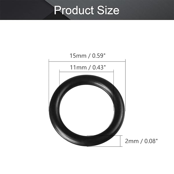 Othmro Othmro 20pcs Nitrile Rubber O-Rings 2mm Wire Dia 15mm OD Metric Washers for Oil Air Sealing Professional Plumbing Car Repair Black - View 2 of 8