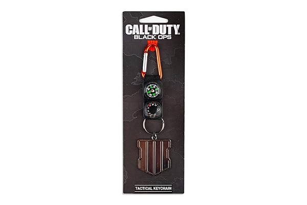Exquisite Gaming Call of Duty: Black Ops 4 Logo Keychain & Compass Set - Thermometer & Shield Emblem Included!