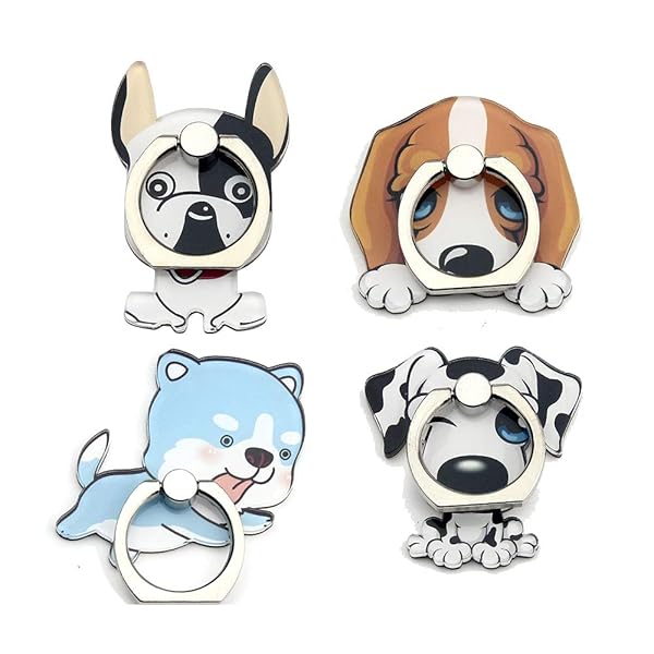 JCSMARTEC 4Pcs Cute Dogs Cats Phone Ring Holder Stand 360 Rotation Finger Grip Kickstand Mount for Cellphones and Tablets