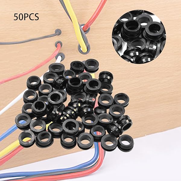 Fielect Fielect 50Pcs 8mm Rubber Grommets Oil Resistant for Wiring Cable Black Durable Armature Grommets - View 5 of 7