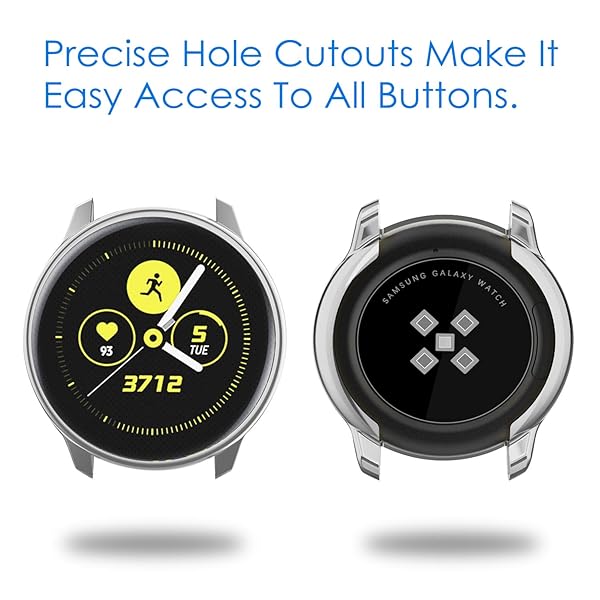 FINTIE Fintie 3 Pack Case for Samsung Galaxy Watch Active 40mm Premium TPU Screen Protector All-Around Bumper Cover Black Clear Silver - View 5 of 9