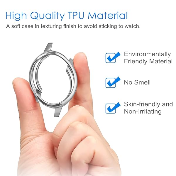 FINTIE Fintie 3 Pack Case for Samsung Galaxy Watch Active 40mm Premium TPU Screen Protector All-Around Bumper Cover Black Clear Silver - View 6 of 9