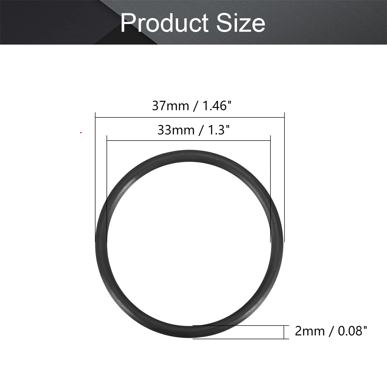 Othmro Othmro 10Pcs Nitrile Rubber O-Rings 37mm OD 33mm ID 2mm Width for Reliable Sealing Solutions - View 2 of 7