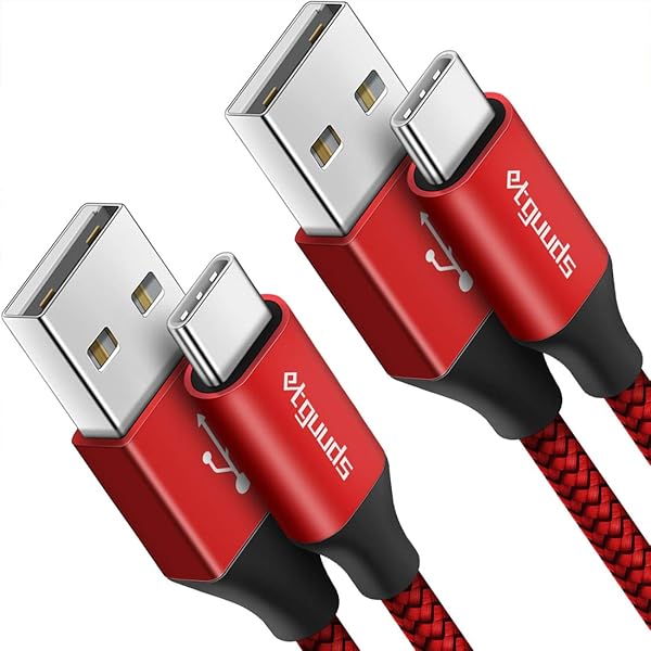 Etguuds 10ft Red USB A to USB C Cable 2-Pack - Fast Charging Braided Cord for iPhone 16/15 Pro Max & Samsung Galaxy S24/S23/S22