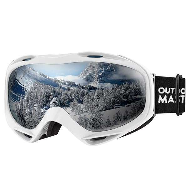 OutdoorMaster OutdoorMaster OTG Ski Goggles - UV Protection Over Glasses for Men, Women & Youth | Stripe Frame & Grey Lens (VLT 11.7%)