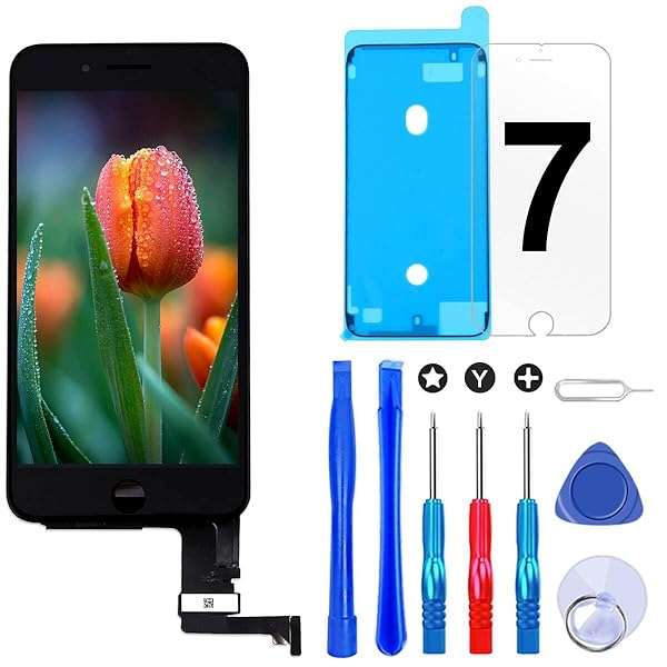 Brinonac Brinonac iPhone 7 Screen Replacement: LCD Digitizer Touch Screen Full Set with Tools & Protector (Black)