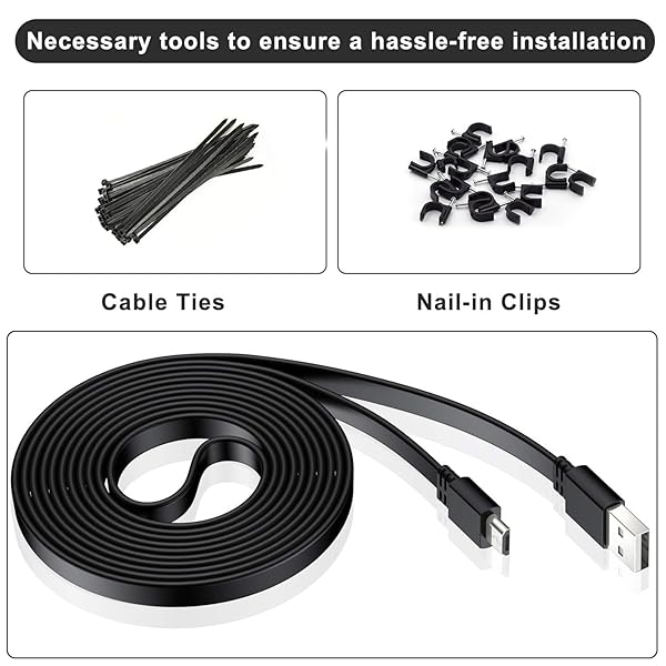 Itramax Itramax 30 FT Micro USB Power Cable 2 Pack Flat Charger for Wyze Cam V3 V4 Yi Cam Nest Cam Blink Mini XT Arlo Q Zmodo - View 5 of 9