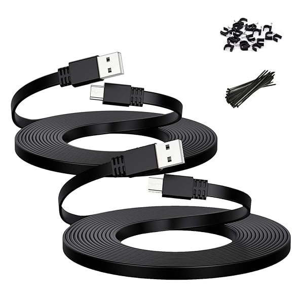 Itramax Itramax 30 FT Micro USB Power Cable 2 Pack Flat Charger for Wyze Cam V3 V4 Yi Cam Nest Cam Blink Mini XT Arlo Q Zmodo - View 2 of 9