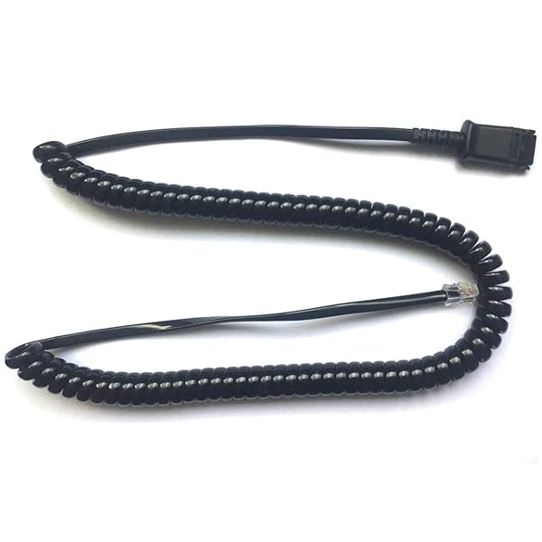 RJ9 to QD Adapter Cable for Plantronics M12 & Cisco 7940-7975 Headsets - Quick Disconnect Coil Cord