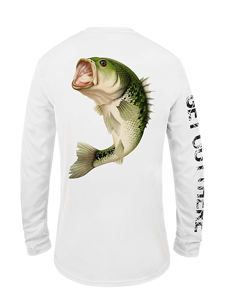 GOT Sports GOT Sports UPF 50 Fishing T Shirts for Men Women Long Sleeve UV Sun Protection Lightweight Bass Small
