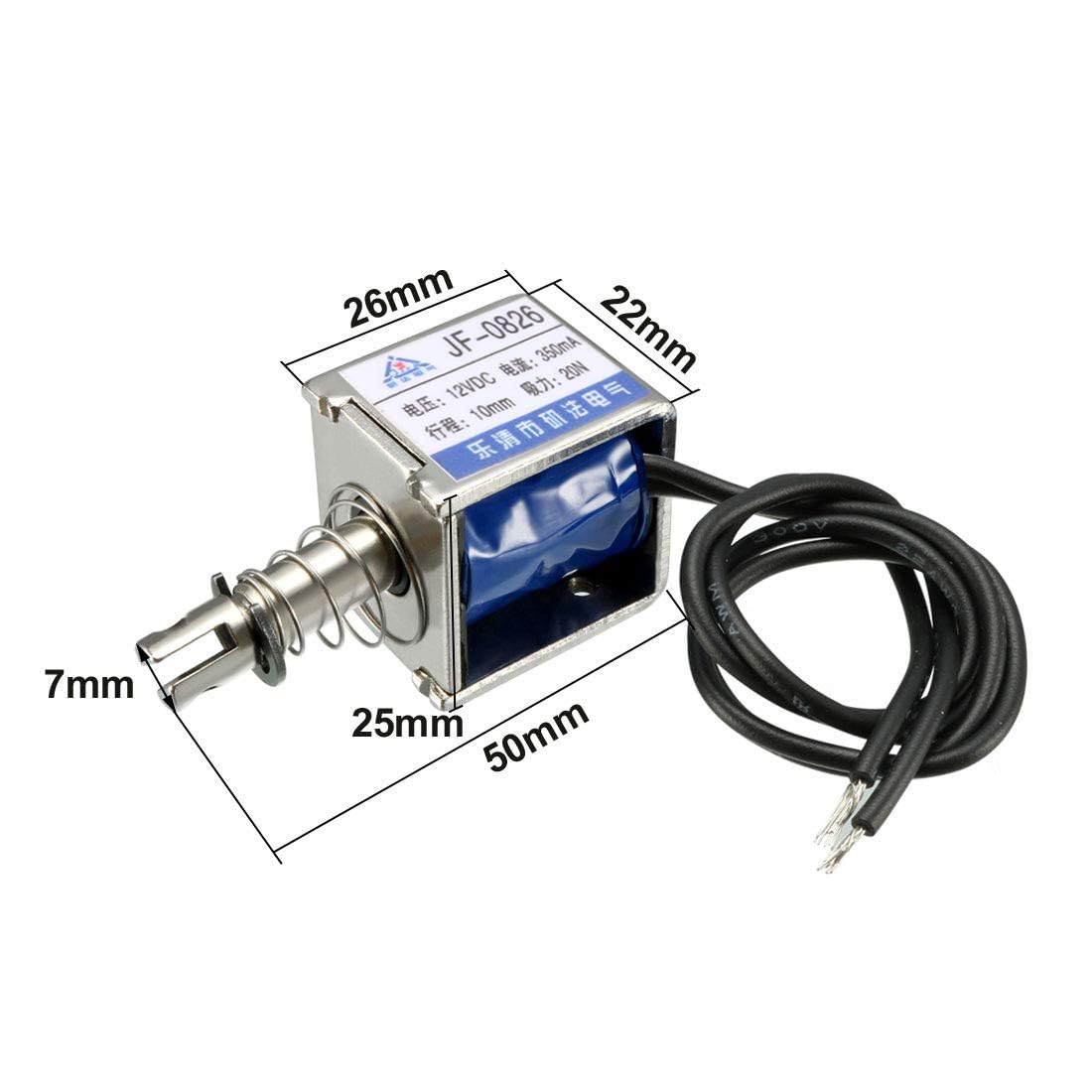 Fielect Fielect DC 12V 2A 20N 10mm Stroke Pull Type Solenoid Electromagnet Open Frame Linear Motion JF-0826-12V - View 2 of 9