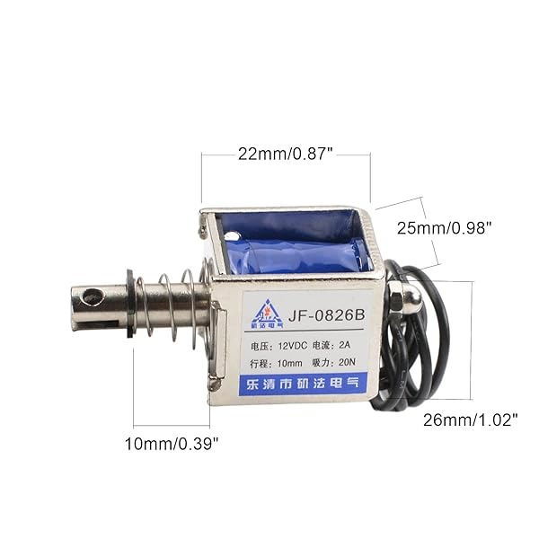Fielect Fielect DC 12V 2A 20N 10mm Stroke Push Pull Solenoid Electromagnet Open Frame Linear Motion JF-0826-12V - View 2 of 9