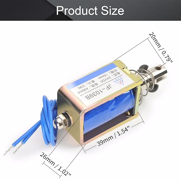 Fielect Fielect DC 24V 25N Push Pull Solenoid Electromagnet 10mm Stroke Open Frame Linear Motion JF-1039B-24V - View 2 of 6